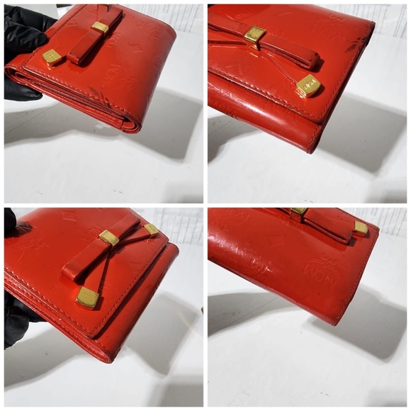 Authentic MCM Bifold Patent Leather Wallet Red - Picture 12 of 13